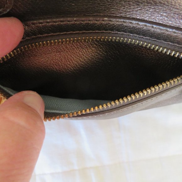 Ellen Tracy COPPER COLOR with Gold Trim Leather Handbag - Picture 5 of 11